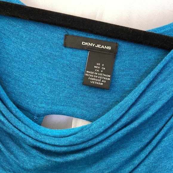 NWOT DKNY teal blue swoop neck top - size small - Picture 4 of 8